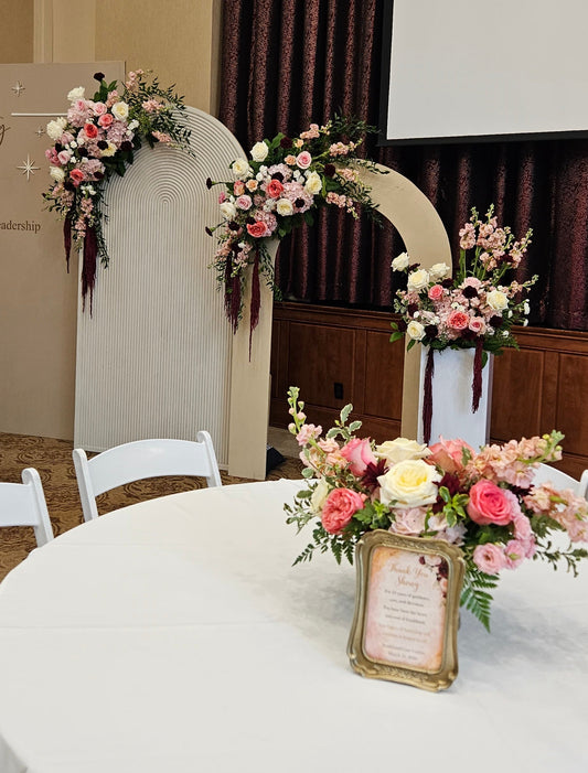 Pink and Burgundy Retirement Event